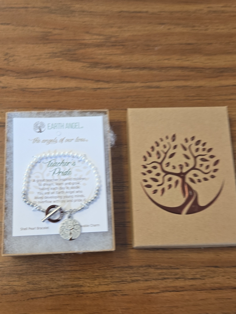 Earth Angel Silver Shell Pearl Charm Bracelet - Teacher's Pride